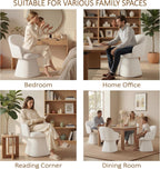 KISLOT Swivel Dining Chairs Set of 2, Upholstered Modern Barrel Dining Chairs with 360° Swivel Base, Chenille Velvet Fabric Accent Kitchen Chairs with Arms, Padded Dining Room Chairs, Cream