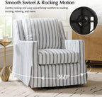HULALA HOME Farmhouse Swivel Rocker Chair with Washable Slipcover, Navy