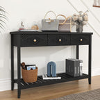 47" Console Table with 3 Drawers, Fluted Wood Entryway Table with Storage Shelf, Narrow Long Sofa Table Modern Behind Couch Accent Table for Living Room, Entryway, Hallway, Foyer