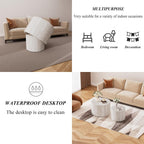 2-Piece Round Nesting Coffee Table Set with Travertine Texture, Modern Stackable Side Table for Small Spaces, Waterproof Anti-Scratch Accent Table for Living Room Bedroom Balcony