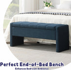 47.25'' Ottoman with Storage, End of Bed Storage Bench, Entryway Bench - Linen Upholstered Multi-Functional Footrest for Bedroom, Living Room, Dorm & Window Bench (A-Blue)