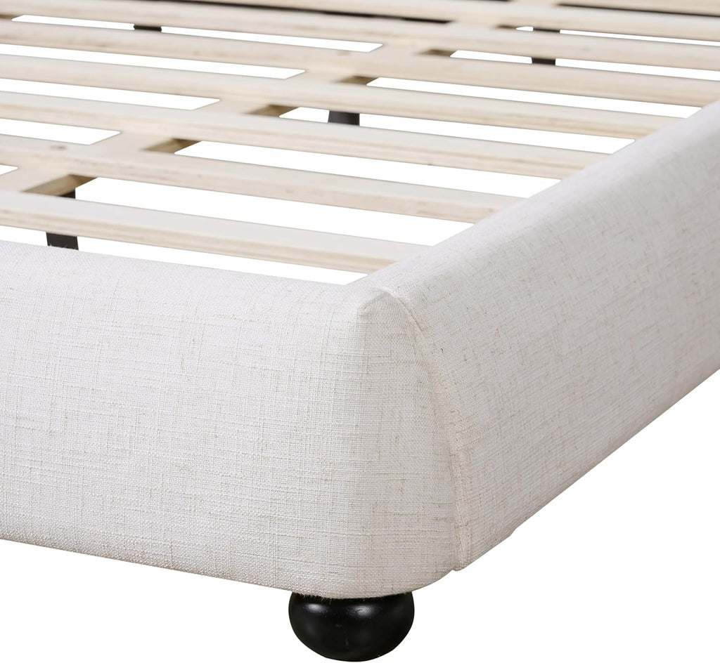Merax Modern Upholstered Bed Frame with High Pillow-Back Headboard