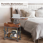Colima Lift-Top Side Table with Charging Station - Mobile End Table with USB Ports & AC Outlets, Hidden Storage, Wheels - Rustic Wood Nightstand for Living Room, Bedroom, Office