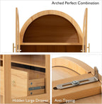 SOFTSEA Arched Kitchen Pantry Cabinet, with Hidden Drawer & Glass Door, 71" Tall Farmhouse Storage Cabinet with Open & Adjustable Shelves, Kitchen Hutch with Door Shelves for Living Room, Natural