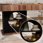 55" Dining Table for 4 to 6 People, Farmhouse Wood Dinner Table with Drawers & Open Storage for Kitchen, Dining Room & Living Room (Walnut & Black)