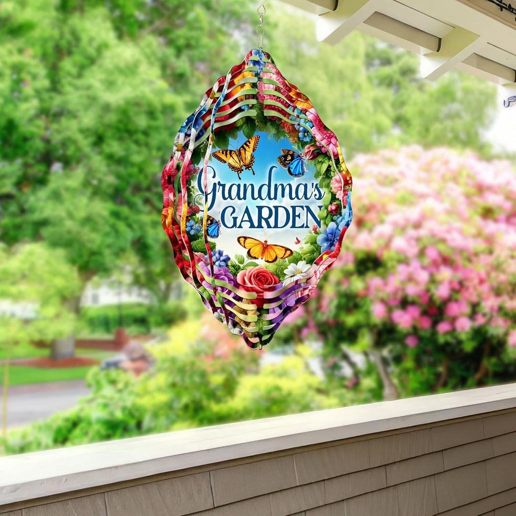 FLAGWIX Christmas Garden Gifts for Grandma - Nana's Garden 3D Stainless Steel Metal Wind Spinners 12 in - Gardening Grandma Christmas Birthday Gifts for Women Nana Gigi, Grandmother Gift Ideas