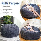 6FT Bean Bag Chair for Adults, Giant Beanbag with Shredded Memory Foam Filling, Premium Corduroy Cover Oversized Floor Lounger, Comfy Sofa Chair for Bedroom, Living Room & Dorm (Grey)