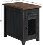 Martin Svensson Home Solid Wood Black and Brown Rustic Chairside End Table with Power and Storage