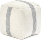 Anji Mountain Artisan Crafted Cotton Blend Pouf Ottoman | Versatile Floor Seating & Footstool for Living Room | Modern Boho Home Décor Accent | Filled Pouffe | Soft & Fluffy Ottoman Pouf, Lightweight, Decorative Floor Pouf Seating for Bedroom & Home