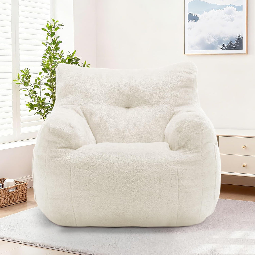 Korser Bean Bag Chair for Adults and Kids, Small Comfy Beanbag Lounge Floor Sofa Reading Chair with Armrests, Mini Cloud Sofa for Living Room, Bedroom and Game Rooms, Plush Chair with Memory Foam