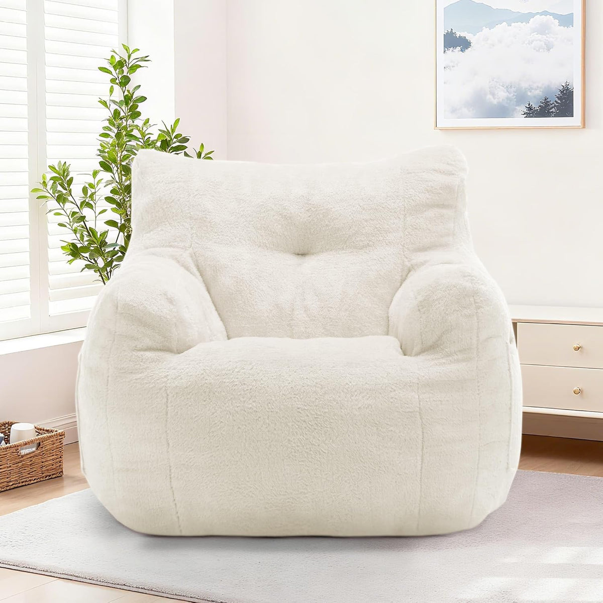 Korser Bean Bag Chair for Adults and Kids, Small Comfy Beanbag Lounge Floor Sofa Reading Chair with Armrests, Mini Cloud Sofa for Living Room, Bedroom and Game Rooms, Plush Chair with Memory Foam