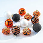Halloween Tree Ornament Decorations Indoor, 12-Pack Pumpkin Decorative Hanging Ball Ornaments Set for Halloween Christmas Tree, Holiday Party Indoor Home Decor