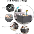 33x28x17inch 450lb Premium Quality Tufted Microfiber Storage Ottoman LiftTop Heavy Duty Metal Hinge Cherry FFor rame Charcoal