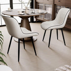 Rowill Dining Chairs Set of 2 Modern Faux Leather Kitchen Chairs with Thickened Metal Frame, Scratch-Resistant Upholstery,Widened Seat & Adjustable Anti-Slip Pads, Cushioned Backrest for Kitchen,White