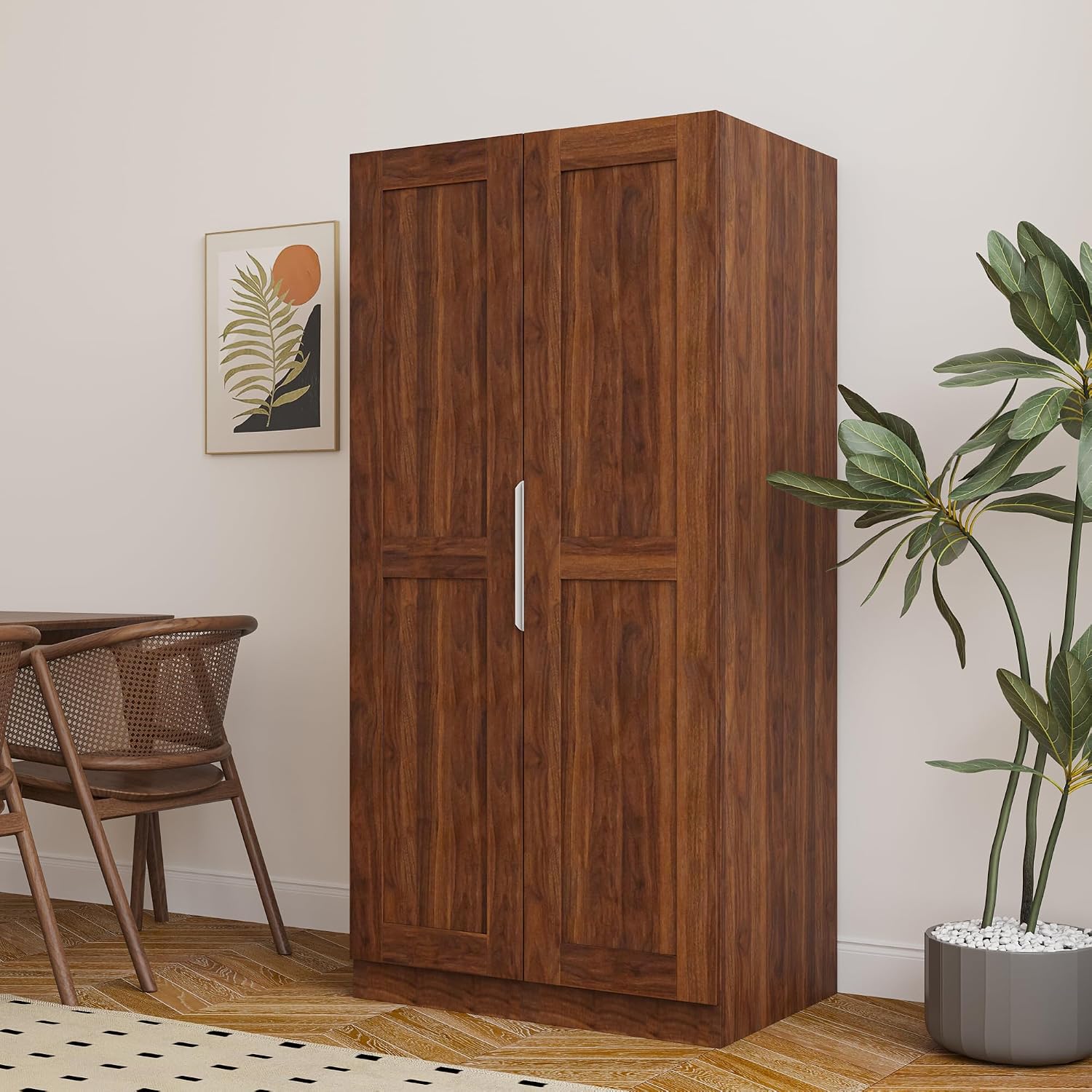 62.9" Kitchen Pantry Cabinet, Freestanding Storage Cabinet with Doors and Shelves, Buffet Sideboard for Kitchen Dining Room Living Room （Brown）