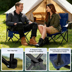 Portable Camping Chair 2 Pack, Folding Outdoor Chair with Cup Holder & Side Pocket for Camping, Hiking, Picnic, Beach (Navy Blue, 2 Pack)