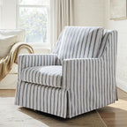 HULALA HOME Farmhouse Swivel Rocker Chair with Washable Slipcover, Navy