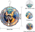 French Bulldog Wind Spinner Pet Dog Memorial Gifts 3D Aluminum Metal Kinetic Hanging Wind Sculpture Spinners for Yard and Garden Indoor Outdoor Window Garden Decoration 8 Inch (French Bulldog 3)
