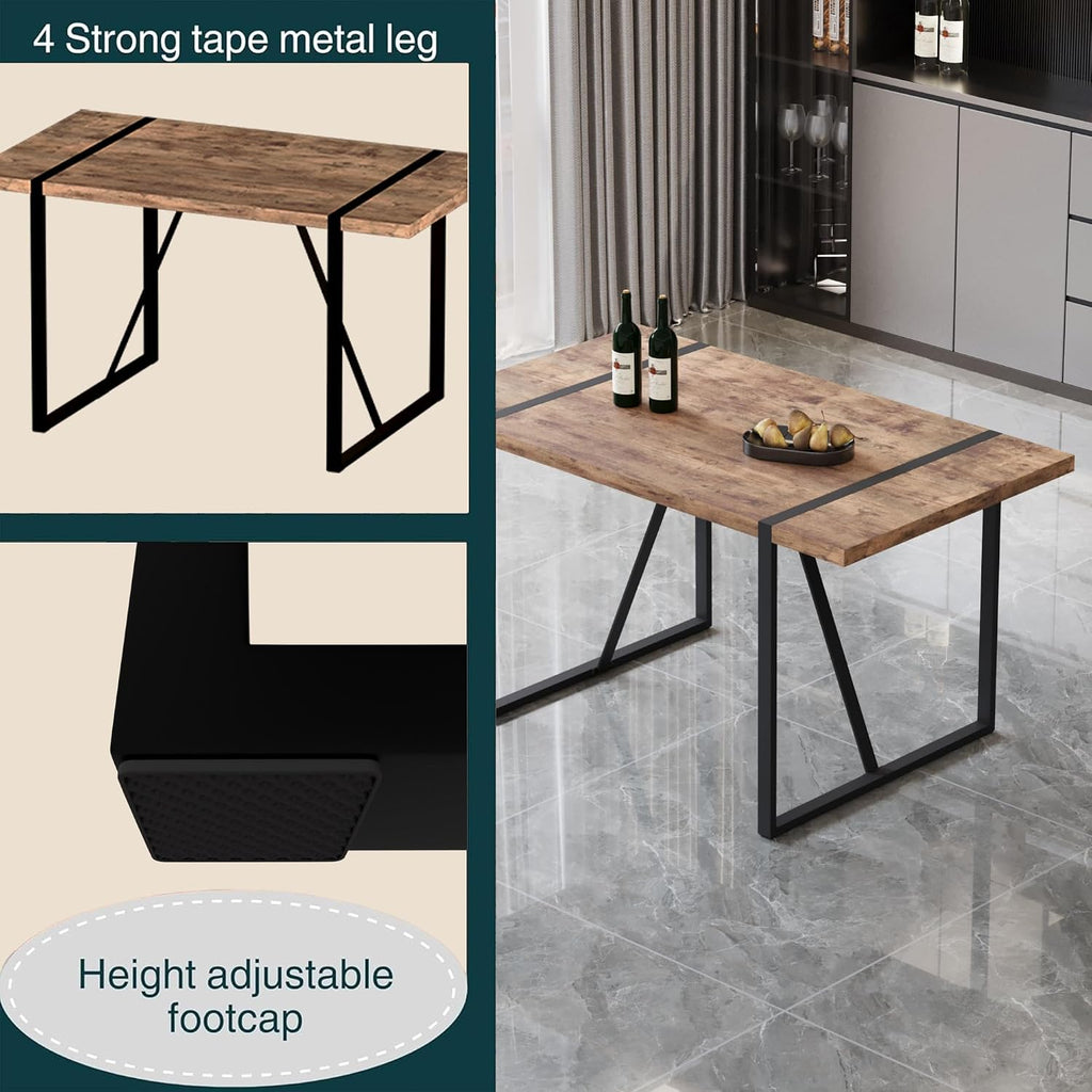 Modern Dining Table Set for 4, Wooden Kitchen Table and Chairs Set,5 Piece Dining Table Set with 1 MDF Table and 4 Upholstered Dining Chairs,55" Rectangle Kitchen Table Set for Apartment