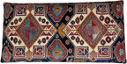 Animal Print Rug Upholstered Ottoman, Boho Piano Bench, Decorative Wood Bench, Farmhouse Bench, Red Blue Entry Bench, Kitchen Dining Bench, Footstool (18x18x36, Red-Blue)