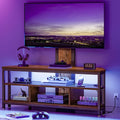 DWVO Corner TV Stand with Mount & LED, Height Adjustable, Rustic Brown | Entertainment Center With Height Adjustable Mount, Led Lights, Power Outlet, Corner Design, Fits 60-70 Inch Tvs, Rustic Style