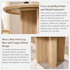 T4TREAM 47" Fluted Round Dining Table for Kitchen Living Room, Natural Oak | Mid Century Modern Kitchen Table,Seats 4-6,Thickened Edge and Sturdy Reeded Pedestal Base