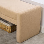 Shoe Bench for Entryway, 66.9''W Modern Boucle King Size End of Bed Bench for Bedroom, Cloakroom, Window, Wheat.