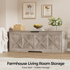 Homleke 47.2" Extra-Large Wooden Storage Chest, Farmhouse Storage Bench | with Safety Hinge, Easy Assembly, for Bedroom, Living Room & Entryway, Greige