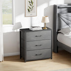 Memobarco Nightstand with 3 Fabric Drawers, Storage Dresser, Gray | Storage Drawers, side Table, End Table, Fabric Drawers, Wood Top, Metal Frame, Bedroom, Closet, Living Room