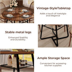 Round Dining Table for 4 People, 43.3 Inches Dining Room Table with Metal Base, Walnut Brown Dinner Tables with Open Storage, Circle Kitchen Tables for Dining Room(Table Only) (Walnut Brown)