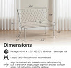 Upholstered Dining Bench with Back, Black, Gold Finish Steel Legs | Tufted Loveseat Bench with Nailhead Trim, Banquette Seating for Dining Room, Entryway
