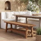 55" Farmhouse Wood Bench, 2-Tier Rustic Kitchen Dining Seat, Indoor End of Bed Bench for Kitchen, Dining Room, Living Room, Hallway, Bedroom