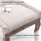 Upholstered Dining Chairs Set of 2, Beige Fabric Kitchen Chair with Nailhead Trim, Farmhouse High Back Kitchen & Dining Room Chairs, Solid Wood Legs, Sillas de Comedor (Beige, 2 Pcs)