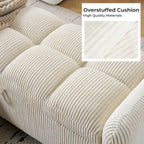 Oversized Corduroy Ottoman Bench with Storage, Upholstered End of Bed Bench for Bedroom, Ottoman Foot Rest for Living Room, Beige