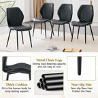 Dining Chairs Set of 4, Modern Upholstered Kitchen Chairs with Curved Back, Diamond Stitching, Padded Cushion Seat and Metal Legs, Comfy Side Accent Chairs for Dining Room, Kitchen, Black