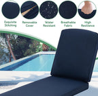 Chaise Lounge Chair Outdoor- Set of 2 Patio Pool Chairs Tanning Lounges for Outside Beach Lounger Reclining Cast Aluminum with Navy Blue Cushions
