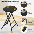 TAVR Furniture Portable Folding Chair with Handle, Heavy Duty Round Fold Stool Chair with 550lbs Capacity for Adults, 24 Inch Foldable Stool for Dorm, Kitchen, Vanity, Church and Outdoor use