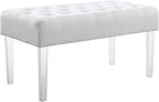 Linon Ella Glitz Acrylic Leg Bench, 35"Wx17"Dx18"H, White