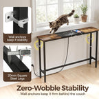 8.6" Narrow Console Table Behind Couch, 39.7” L x 32.3” H, Slim Sofa Table with Fast Charging Station for Small Spaces, Skinny Entryway & Hallway Table, Easy Assembly