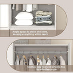 White Armoire Wardrobe Closet: 75" Large Wardrobe Closet with 6 Drawers, Bedroom Armoires with 4 Doors, Wooden Tall Closets Cabinet for Hanging Clothes (63")