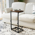 7-Level Adjustable C-Shaped End Table, Small Side Table for Couch, Sofa TV Tray Table for Living Room, Bedroom, Bedside ET-SA-BRW1