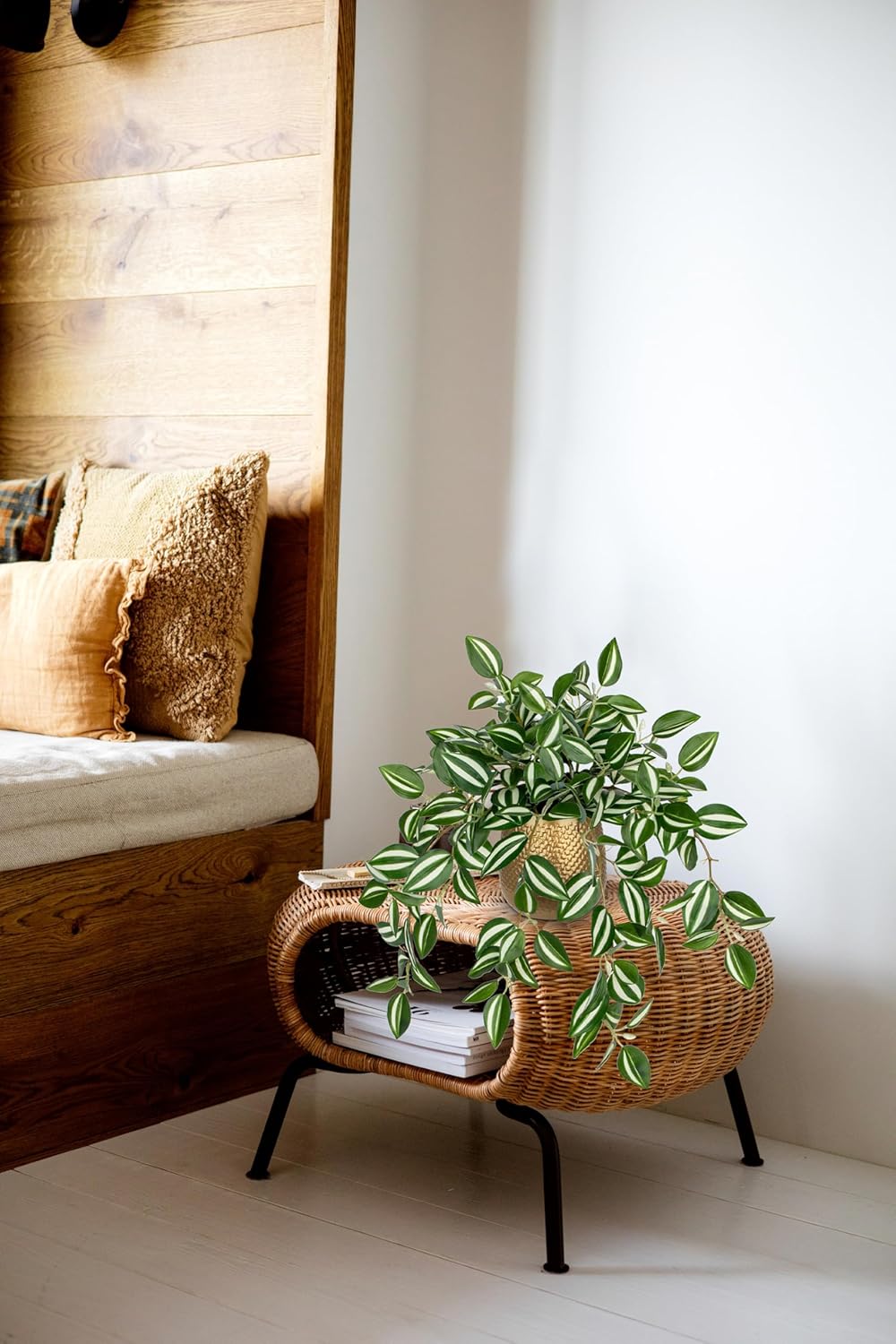Briful Faux Plants Indoor 17.7in Fake Watermelon Peperomia Plant in Gold Pot with Realistic Silk Green Leaves Artificial Potted Plant for Home Office Table Shelf Desk Modern Room Decor