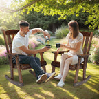 VINGLI Outdoor Rocking Chair, Heavy Duty 600 LBS Wooden Rocking Bench with Comfortable Backrest, Weatherproof Patio Rocker with Ergonomic Design, Wood Rocking Chair for Patio, Garden (Rustic, 2 PCS)