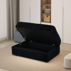 Modern Corduroy Sofa Storage Ottoman, Upholstered Memory Foam Footrest (Black Footrest)