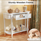 Giantex 2-Tier Narrow Console Table, 36" White Entryway Table with Storage Drawer & Elegant Legs, Wooden Sofa Table with Open Shelf for Living Room, Foyer, Hallway, Bedroom, Entrance