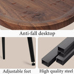Side Table Small End Table, Oval Round Wood Sofa Table, 2 Tier Accent Table Nightstand Bedside Table with Metal Frame for Living Room, Bedroom, Small Spaces (Rustic Brown)