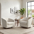 CHITA Swivel Accent Chair Set of 2, FSC Wood Frame, Fully Assembled, Linen