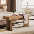 Tribesigns Wooden Entryway Bench, 47" Farmhouse Indoor End of Bed Bench, Long Dining Benches Seat for Bedroom, Dining Room, Hallway, Foyer (Rustic Brown)