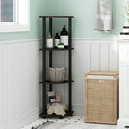 Furinno TURN-N-TUBE Corner Shelf, 4-Tier Corner Bookshelf, Display Storage Shelves with Open Shelves, for Organization and Storage, Living Room, Home Office, Garage, Espresso
