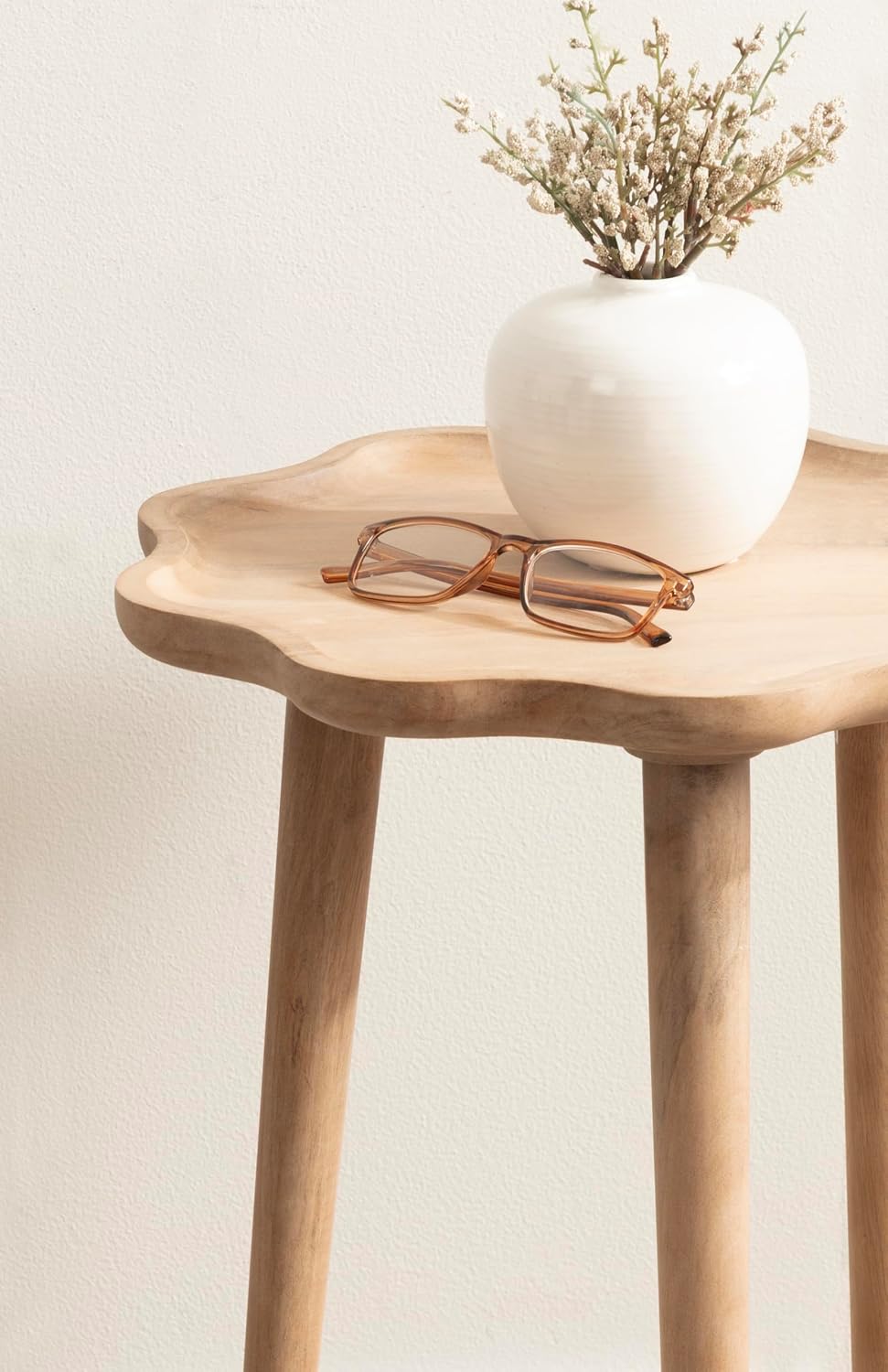 Kate and Laurel Alezar Modern Wooden Round Side Table, 15 x 15 x 22, Light Natural, Transitional Solid Wood End Table with Wavy Edge for Teen Bedroom Nightstand or Dorm Room Decor